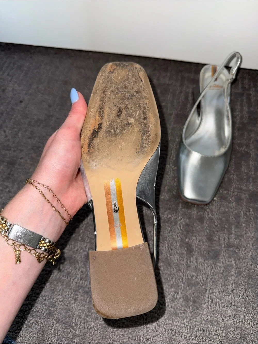 Sam Edelman Metallic Silver Slingback Heels